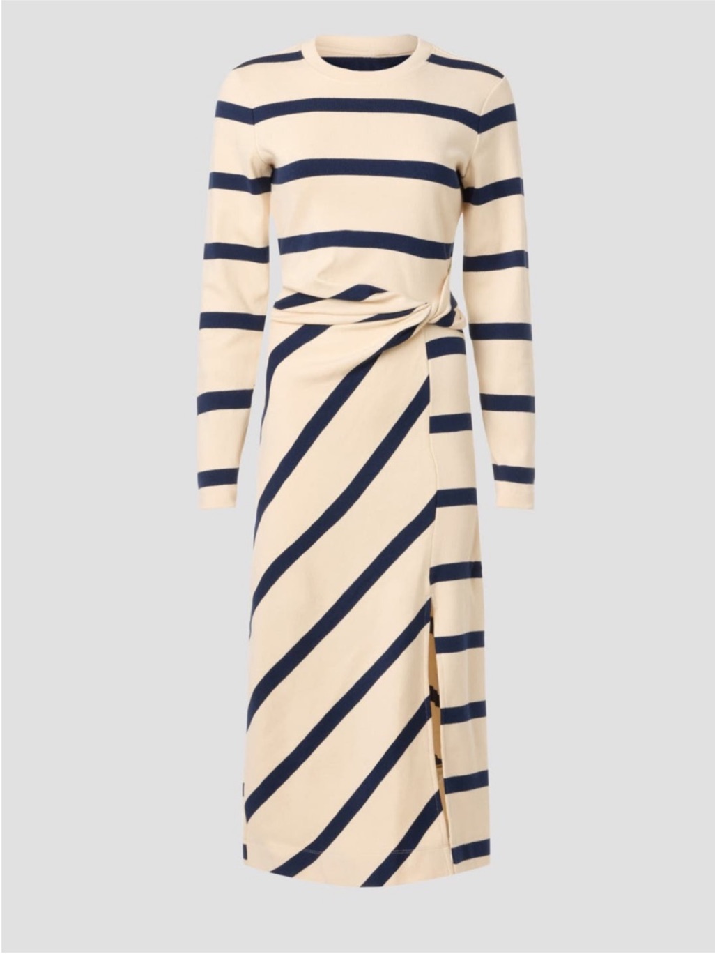 Tanya Taylor Cody Dress Long Sleeve Ivory Navy Size S